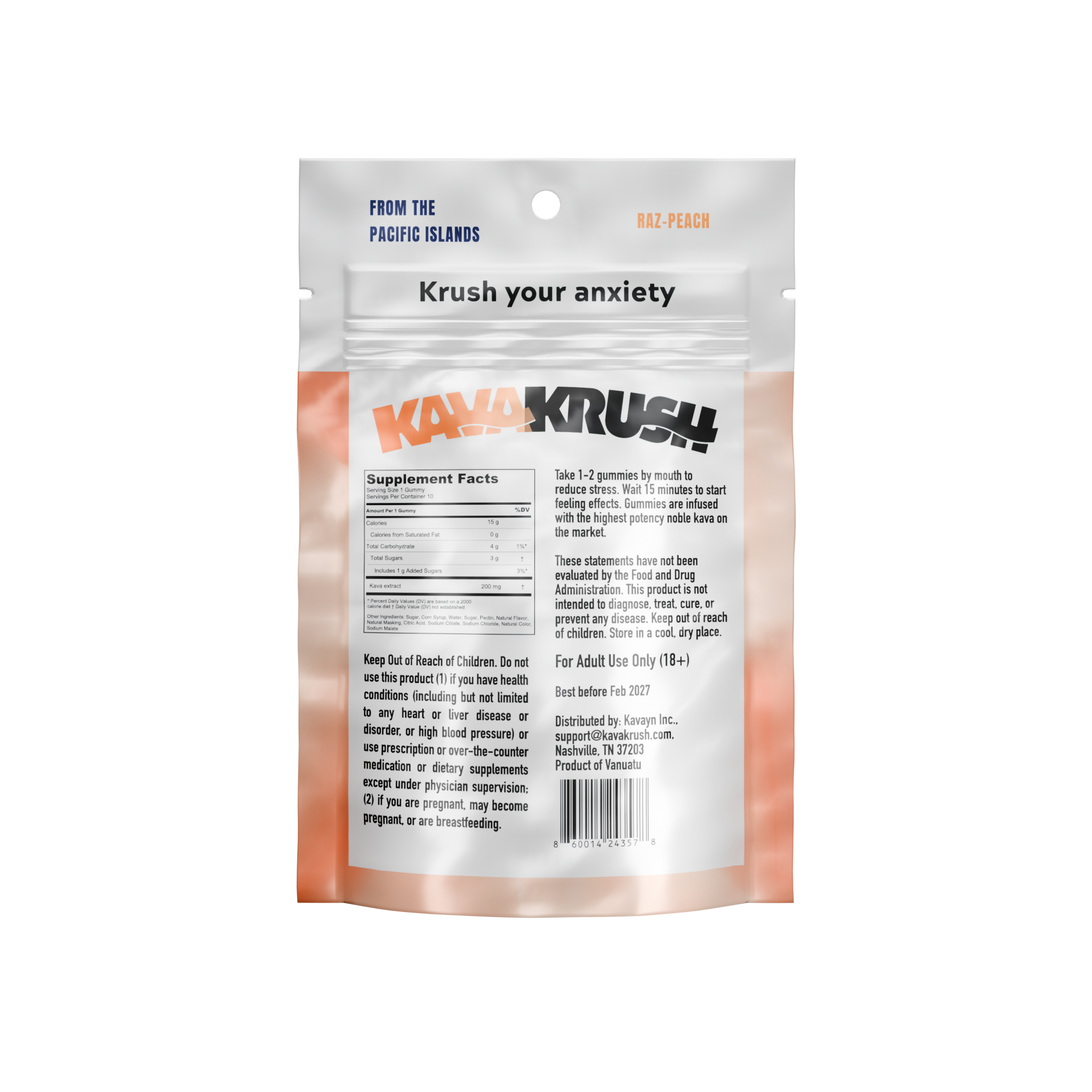 Kava Krush supplement package on a white background